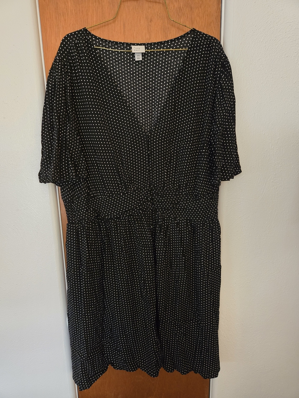 a new day Black Polka Dot Midi Dress